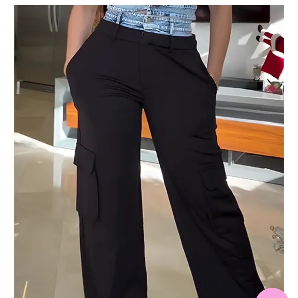 Black Cargo Pants N vest from CURVESHE